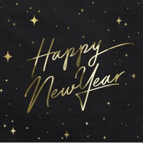 Nytrs servietter Happy new year i sort