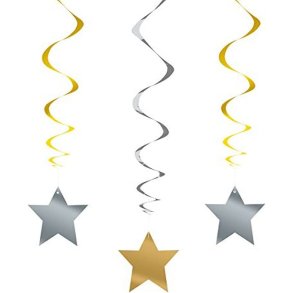 Swirls med stjerner i slv-guld