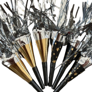 Nytrs tudehorn i guld-sort med guldstjerner