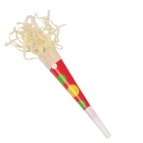 Tudehorn i pap, rde med kulrte prikker