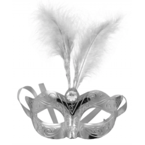 gonmask med fjder SILVER