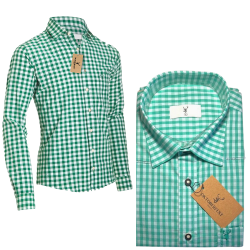 Oktoberfest skjorte i Grn-hvid med store tern - Premium