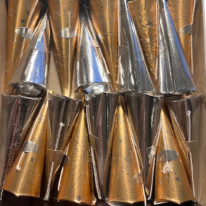 Party poppers 18 stk kegle guld-slv