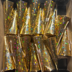 Party poppers 18 stk kegle guld