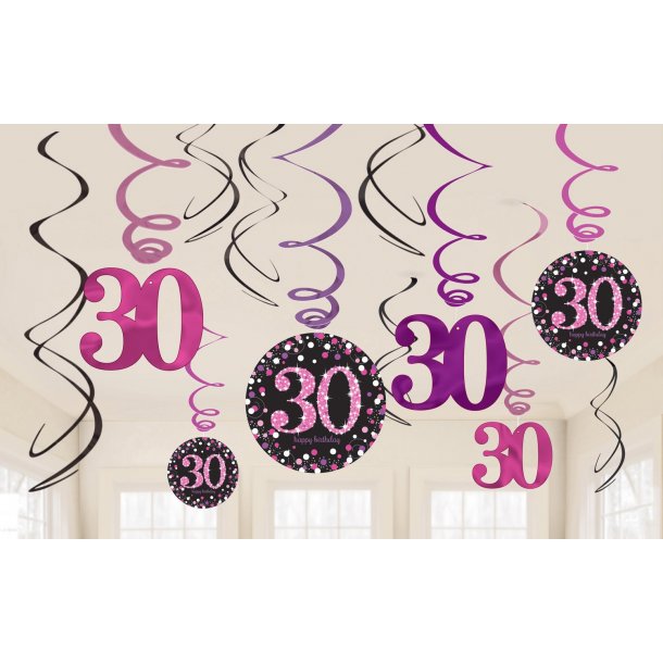 bladre kalender besked Swirls 30 sparkling pink | Køb pynt til 30 års fødselsdag her!!