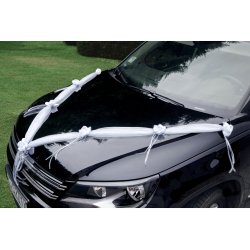 Brllopsbil organza m. blommor i vit