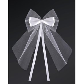 Satinsljfe med tyl i hvid