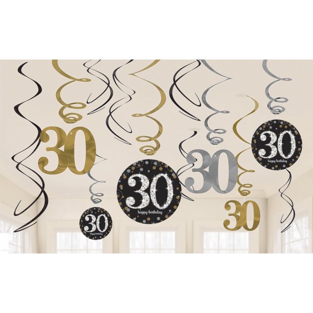 Cater Afskedige bibliotek Swirls 30 sparkling gold | Køb pynt til mands 30 års fødselsdag her!!