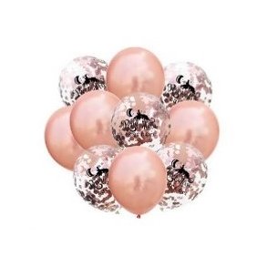 Ramadan Kareem balloner i rosegold og transparent med konfetti