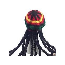 Rasta hat Hklet med dreadlocks