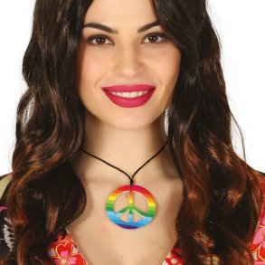 Halssnor med Peace tegn i Regnbuefarve