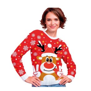 Julesweater med Rudolf til kvinder