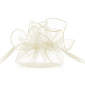 Rispose - gavepose i organza Cremefarvet