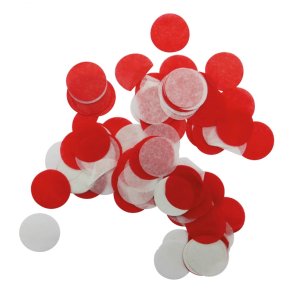 Konfetti  2,5 cm i rd-hvid