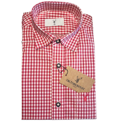 Oktoberfest skjorte i rd-hvid med sm tern - Regular