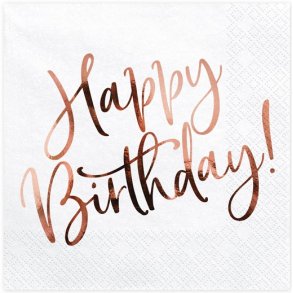Happy Birthday servietter Rosegold