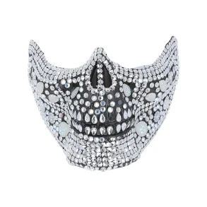 Skelet halvmaske med slv-sten