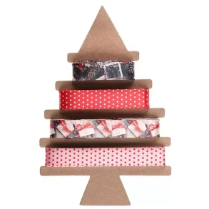 Satinband med jultryck - Guld och vitt