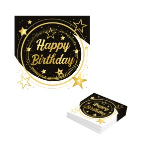 Happy Birthday servietter med stjerner