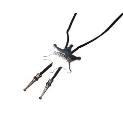 Sherif-Stjerne i slvmetal i sort halssnor