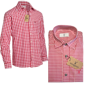 Oktoberfest skjorte i rd-hvid med sm tern - Premium