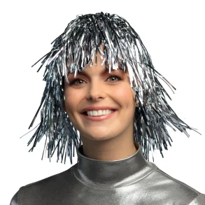 Peruk i lamettafolie - Silver