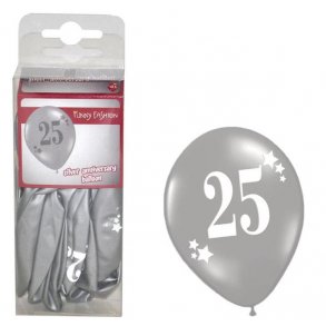 Balloner 25 r i slv med stjerner