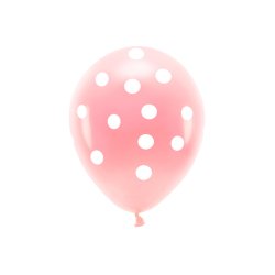 Balloner i lyserd med hvide prikker