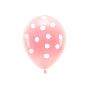 Ballonger i pastel rosa med vita prickar