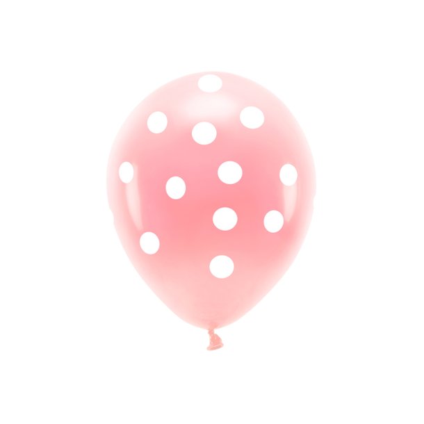 Ballonger i pastel rosa med vita prickar