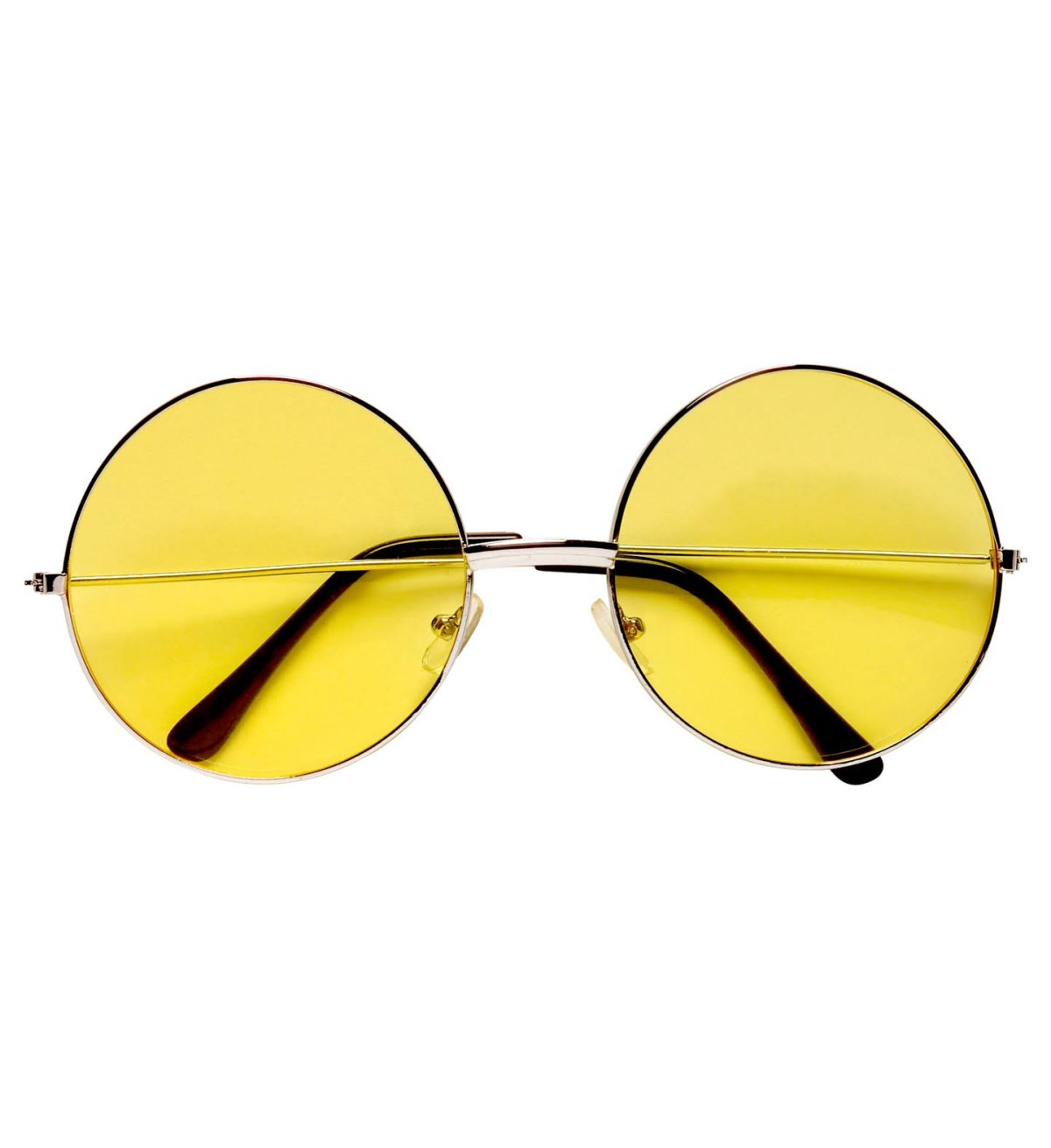 Lennon briller med store glas i gul | hippie med runde glas