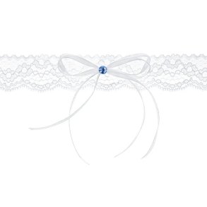 Str�mpband vit med b�ge och bl� sten