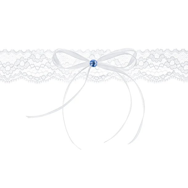 Str�mpband vit med b�ge och bl� sten