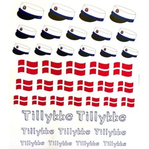 Studenter klistermrker med Bl huer og flag