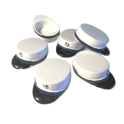 Studentmssor i resin med mrkblt band