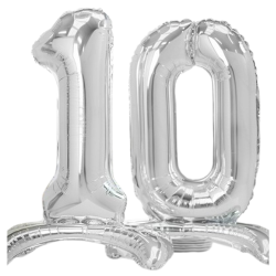 Folie nummerballong i silver p fot 70 cm