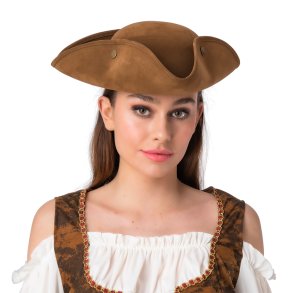 Pirathat Tricorn i brun LUX
