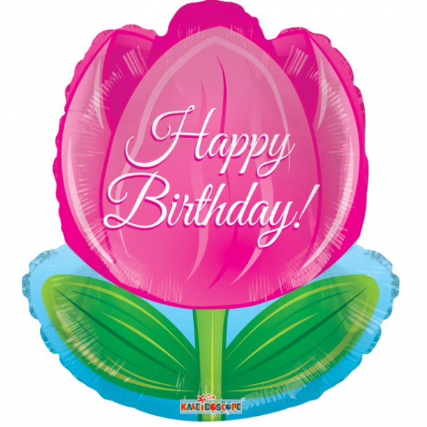 Happy Birthday Folie ballon , 46 cm, Tulipan