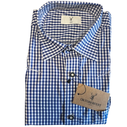 Oktoberfest skjorte i bl-hvid med sm tern - Regular