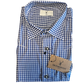 Oktoberfest skjorte i bl-hvid med sm tern - Premium