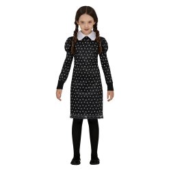 Sort Kjole med hvidt print til piger