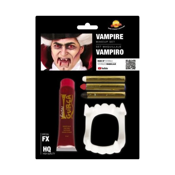 Vampyr sæt - gebis, blod og farver