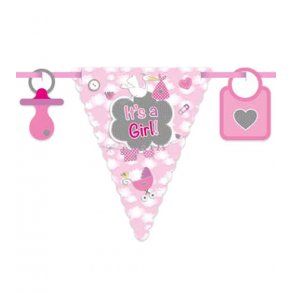 Banner med flag, its a GIRL med stork